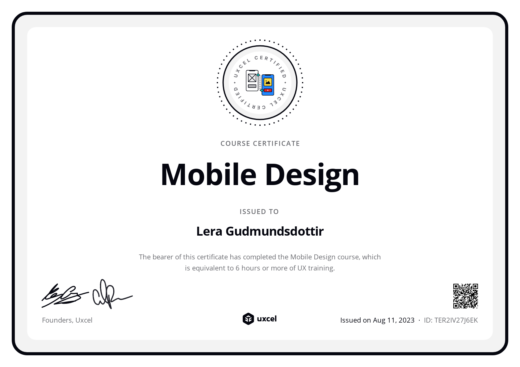 Lera's certificate